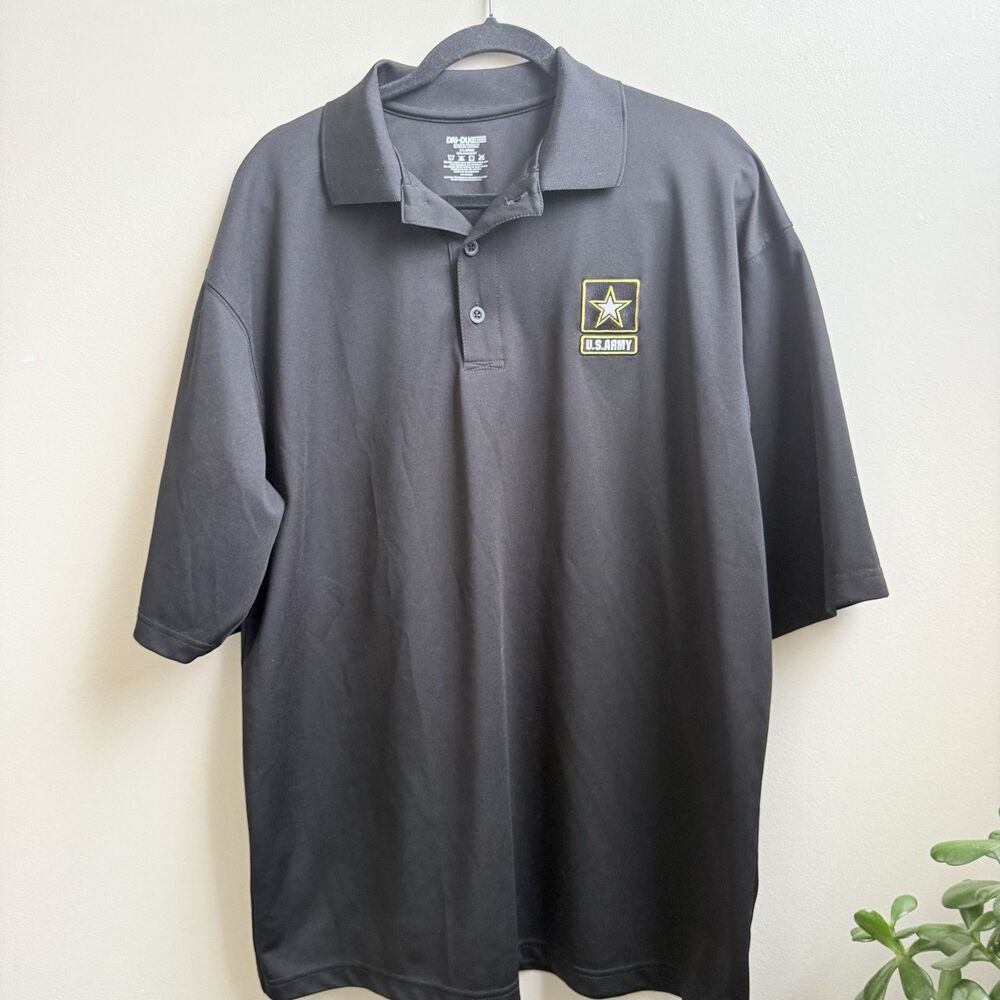 US Army Dri Duke Polo Shirt Mens XL Gray Short Sleeve Logo